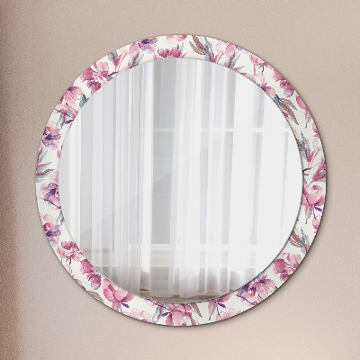 Bedrukte ronde spiegel Pioenen bloemen