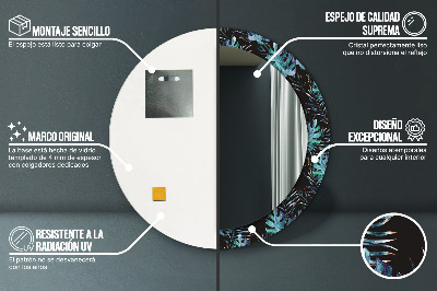 Ronde spiegel met bedrukte lijst Exotische bladeren