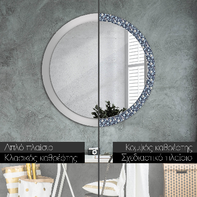 Bedrukte ronde spiegel Boho -patroon