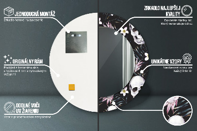 Bedrukte ronde spiegel Schedelbloemen