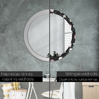 Bedrukte ronde spiegel Schedelbloemen