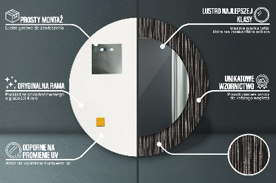 Ronde spiegel lijst met print Abstract metaal