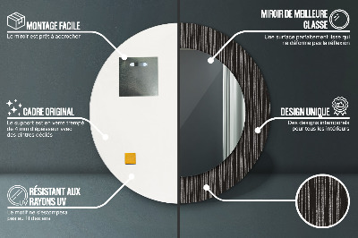 Ronde spiegel lijst met print Abstract metaal