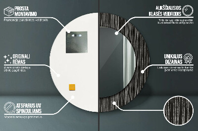 Ronde spiegel lijst met print Abstract metaal