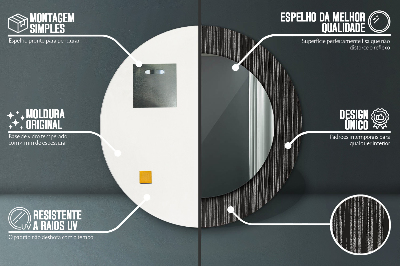 Ronde spiegel lijst met print Abstract metaal