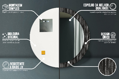 Ronde spiegel lijst met print Abstract metaal