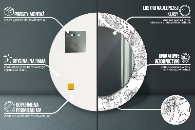 Ronde spiegel met bedrukte lijst Bloemenpatroon