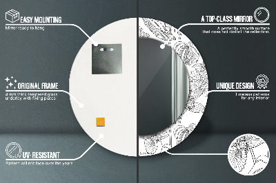 Ronde spiegel met bedrukte lijst Bloemenpatroon