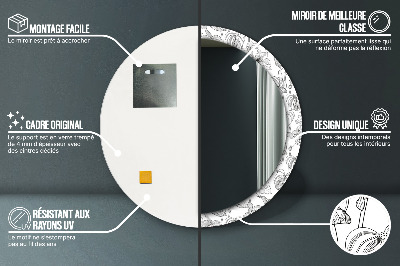 Ronde spiegel met bedrukte lijst Bloemenpatroon