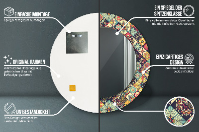 Bedrukte ronde spiegel Etnisch bloemen