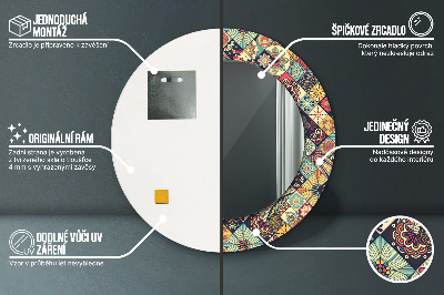 Bedrukte ronde spiegel Etnisch bloemen