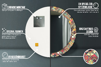 Bedrukte ronde spiegel Etnisch bloemen