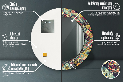 Bedrukte ronde spiegel Etnisch bloemen