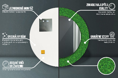 Bedrukte ronde spiegel Groen gras