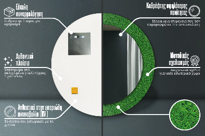 Bedrukte ronde spiegel Groen gras