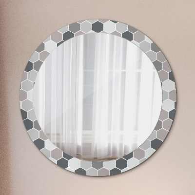 Bedrukte ronde spiegel Zeshoekig patroon