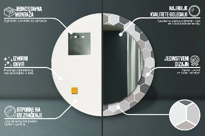 Bedrukte ronde spiegel Zeshoekig patroon
