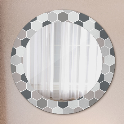 Bedrukte ronde spiegel Zeshoekig patroon