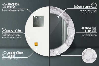 Bedrukte ronde spiegel Wit marmer