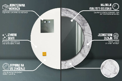 Bedrukte ronde spiegel Wit marmer