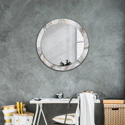 Ronde spiegel met decoratie Wit marmergoud