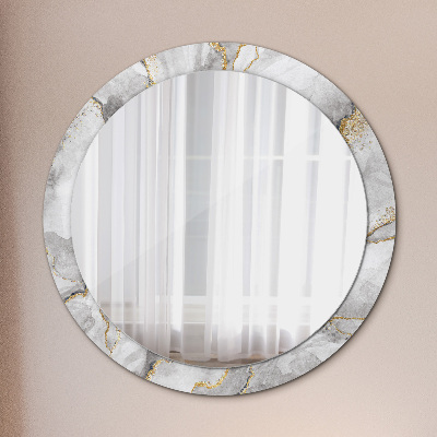 Ronde spiegel met decoratie Wit marmergoud