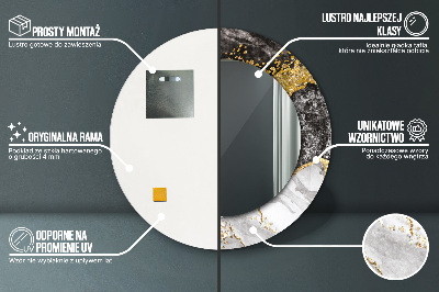 Ronde spiegel met bedrukte lijst Marmeren en goud