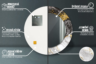 Ronde spiegel met bedrukte lijst Marmeren en goud