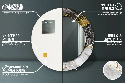 Ronde spiegel met bedrukte lijst Marmeren en goud