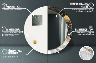 Ronde spiegel met bedrukte lijst Marmeren en goud