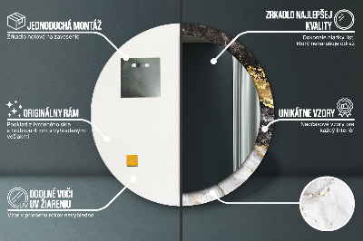 Ronde spiegel met bedrukte lijst Marmeren en goud