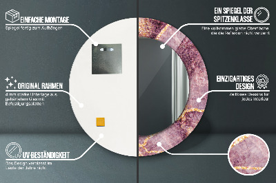 Ronde spiegel met bedrukte lijst Marmeren met de toevoeging van goud