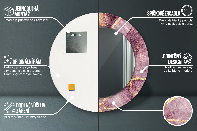 Ronde spiegel met bedrukte lijst Marmeren met de toevoeging van goud