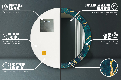 Bedrukte ronde spiegel Groen malachiet marmer