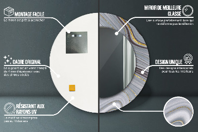 Bedrukte ronde spiegel Grijs marmer