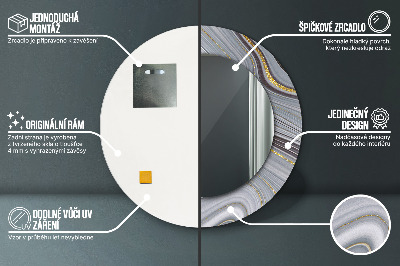 Bedrukte ronde spiegel Grijs marmer