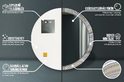 Bedrukte ronde spiegel Grijs marmer