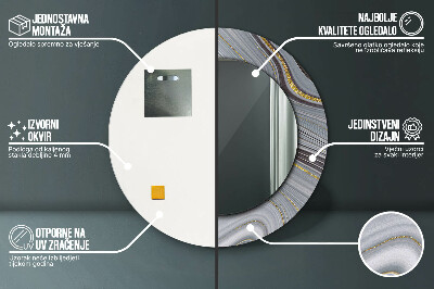 Bedrukte ronde spiegel Grijs marmer