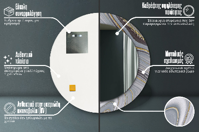 Bedrukte ronde spiegel Grijs marmer