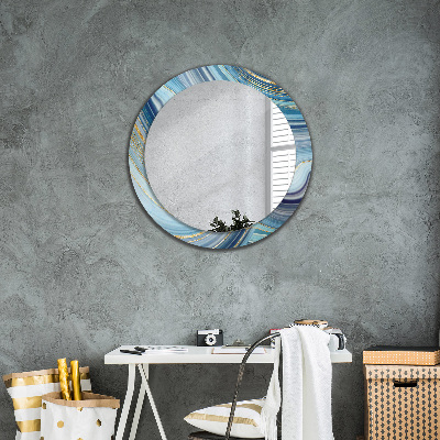 Bedrukte ronde spiegel Blauw marmer