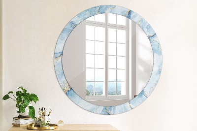Bedrukte ronde spiegel Blauw marmergoud