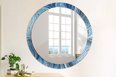 Bedrukte ronde spiegel Blauw marmer