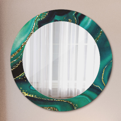 Bedrukte ronde spiegel Smaragd marmer