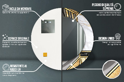 Bedrukte ronde spiegel Agat marmer en goud