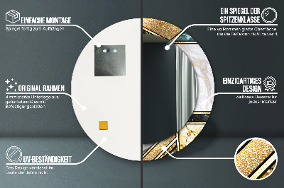 Bedrukte ronde spiegel Agat marmer en goud