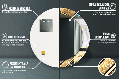 Bedrukte ronde spiegel Agat marmer en goud