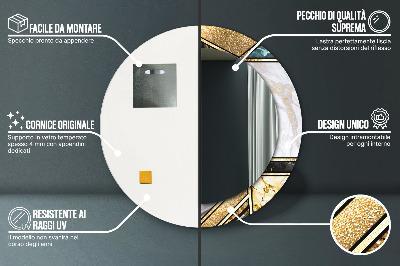 Bedrukte ronde spiegel Agat marmer en goud