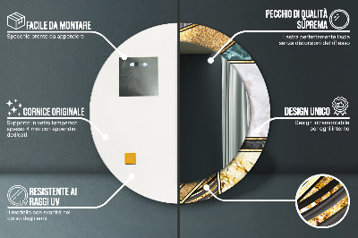 Bedrukte ronde spiegel Agat marmer en goud