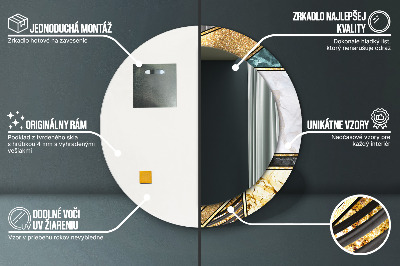 Bedrukte ronde spiegel Agat marmer en goud