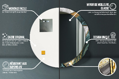 Bedrukte ronde spiegel Agat marmer en goud